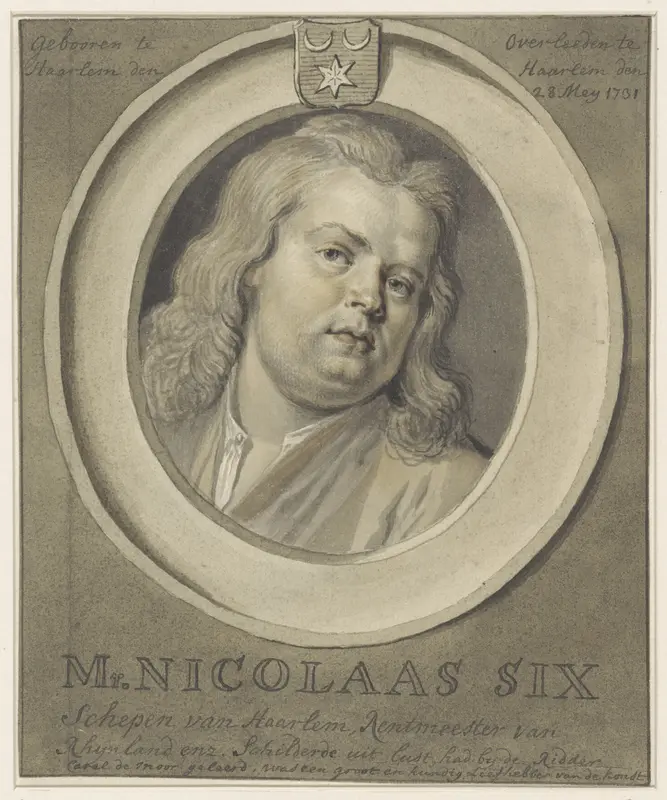 Portret van Nicolaes Six, in ovaal Wall Art by anonymous - High-Resolution Digital Print