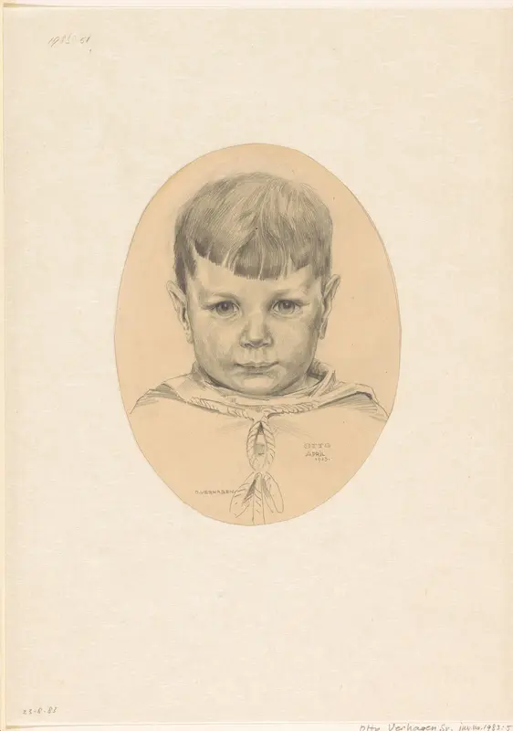 Portret van Otto Verhagen II, de zoon van de kunstenaar Wall Art by Unknown - High-Resolution Digital Print