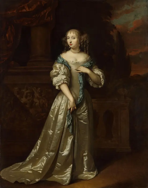 Portret van Philippina Staunton, echtgenote van Roelof van Arkel (1632-1709), Heer van Broeckhuijsen Wall Art by Caspar Netscher - High-Resolution Digital Print