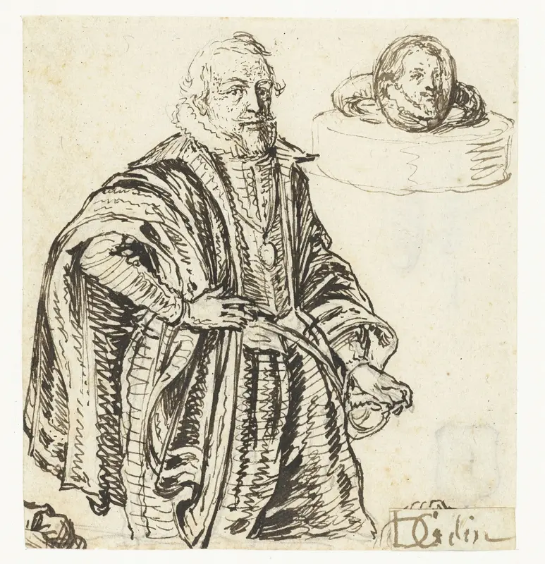 Portret van Prins Maurits en een ring met zijn beeltenis Wall Art by Jacques de Gheyn (II) - High-Resolution Digital Print
