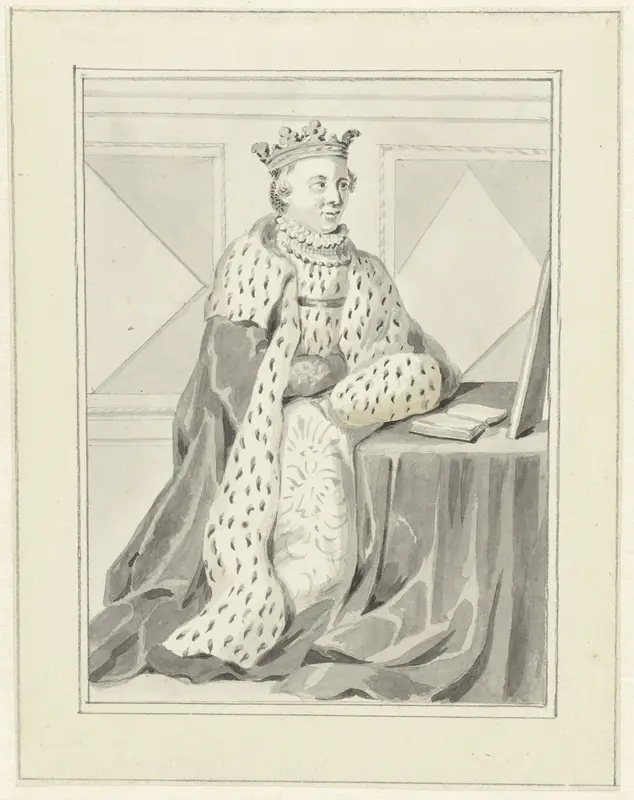 Portret van Sabine van Beieren, geknield naar rechts Wall Art by Unknown - High-Resolution Digital Print