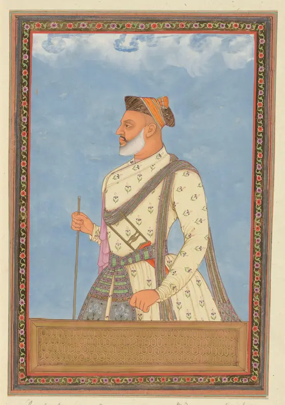 Portret van Shah Mirza; ten tijde van Sultan Abul Hasan heeft hij na Sayyid Muzaffar als commandant van de cavalerie (sar-khayl) gediend Wall Art by anonymous - High-Resolution Digital Print