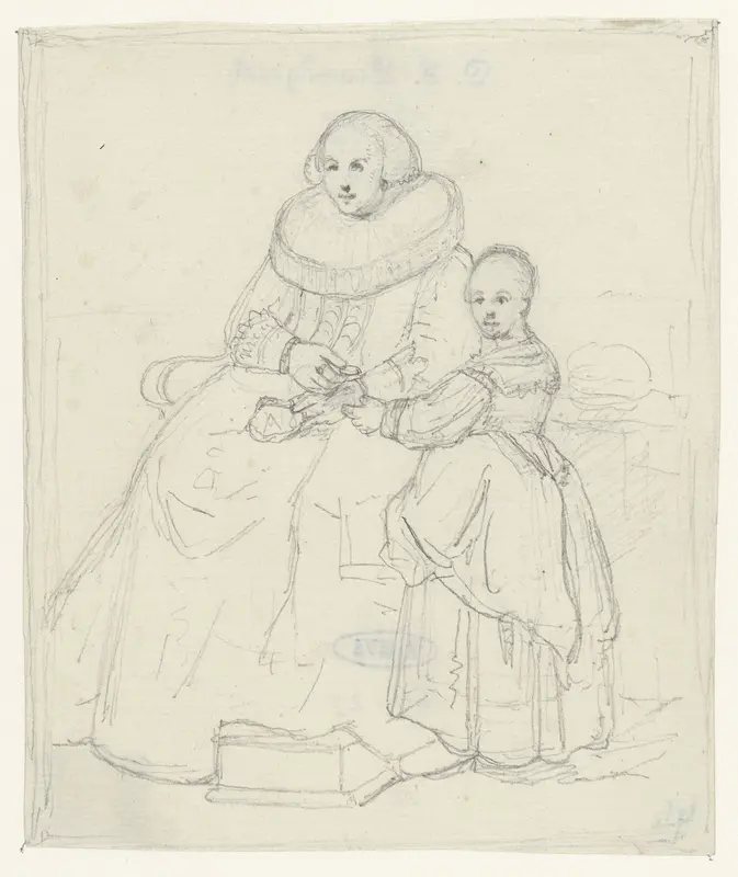 Portret van Susanna van Collen, echtgenote van Jean Pellicorne, met haar dochter Anna Wall Art by Albertus Brondgeest - High-Resolution Digital Print