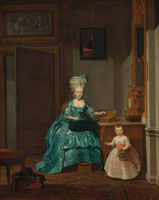 Portret van Suzanna Cornelia Mogge en haar dochter Johanna Ferdinanda van Collen Wall Art by Hermanus Numan - High-Resolution Digital Print