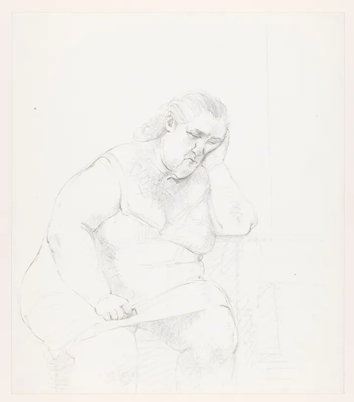 Portret van Tante Marie, zittend, met de linkerhand onder het hoofd Wall Art by Unknown - High-Resolution Digital Print