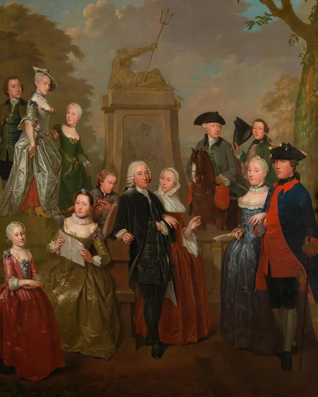 Portret van Theodorus Bisdom van Vliet en zijn gezin Wall Art by Unknown - High-Resolution Digital Print