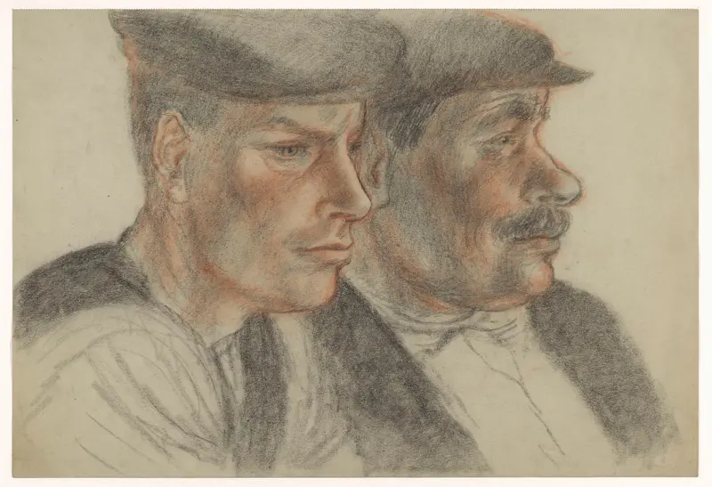 Portret van twee onbekende mannen met petten Wall Art by Henk Henriët - High-Resolution Digital Print
