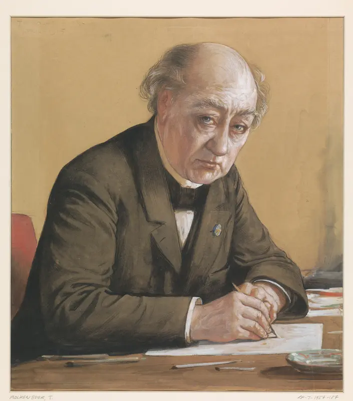Portret van W.B.G. Molkenboer, schrijvende aan bureau Wall Art by Theo Molkenboer - High-Resolution Digital Print