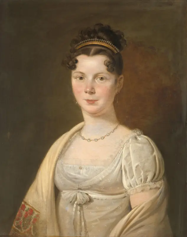 Portret van Wilhelmina Maria Haack (1786-1857). Vierde echtgenote van Gerrit Verdooren Wall Art by Adriaan de Lelie - High-Resolution Digital Print
