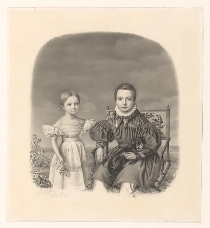 Portret van Willem Anne baron van Constant Rebecque de Villars en zijn zus Clara Margaretha Francesca van Constant Rebecque de Villars Wall Art by Unknown - High-Resolution Digital Print