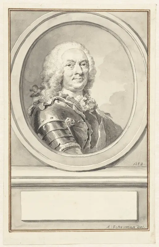 Portret van Willem VIII, landgraaf van Hessen-Kassel, in wapenrusting, naar rechts, in ovaal Wall Art by Aert Schouman - High-Resolution Digital Print