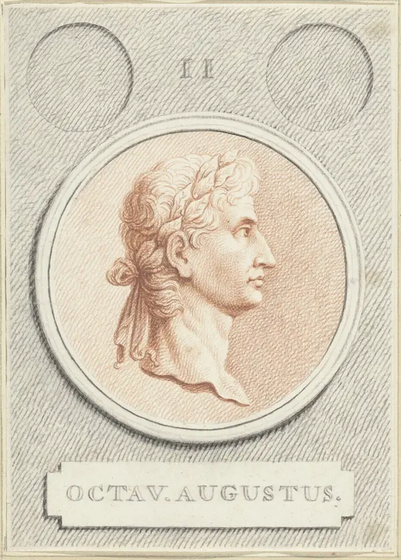 Portretmedaillon van Augustus, Romeins keizer Wall Art by Jan Caspar Philips - High-Resolution Digital Print