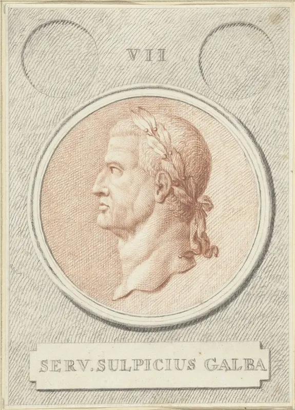 Portretmedaillon van Galba Wall Art by Jan Caspar Philips - High-Resolution Digital Print