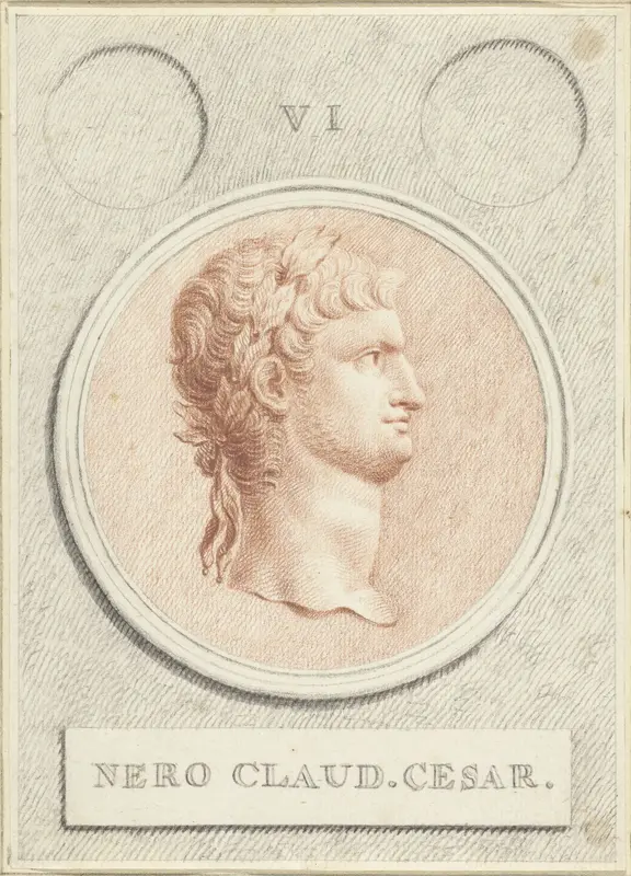 Portretmedaillon van Nero, Romeins keizer Wall Art by Jan Caspar Philips - High-Resolution Digital Print