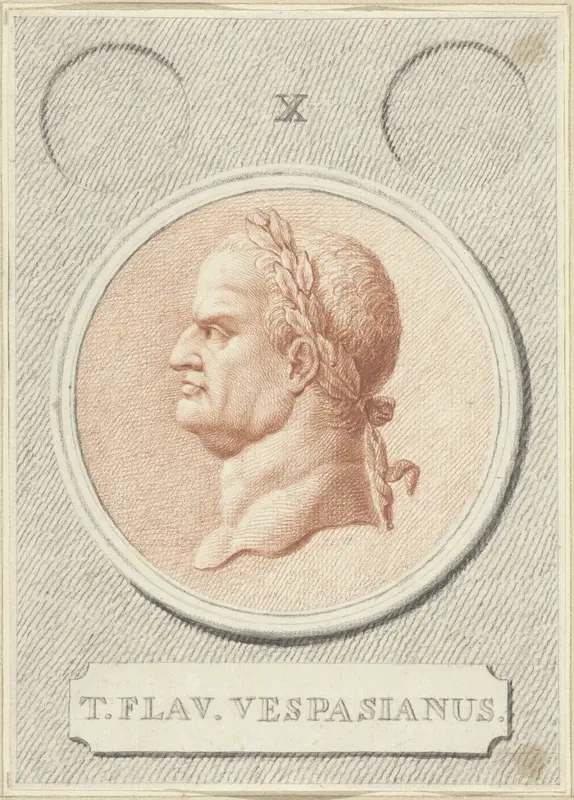 Portretmedaillon van Vespasianus, Romeins keizer Wall Art by Jan Caspar Philips - High-Resolution Digital Print