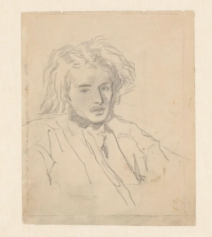 Portretstudie van een jonge man met wilde haardos Wall Art by Matthijs Maris - High-Resolution Digital Print