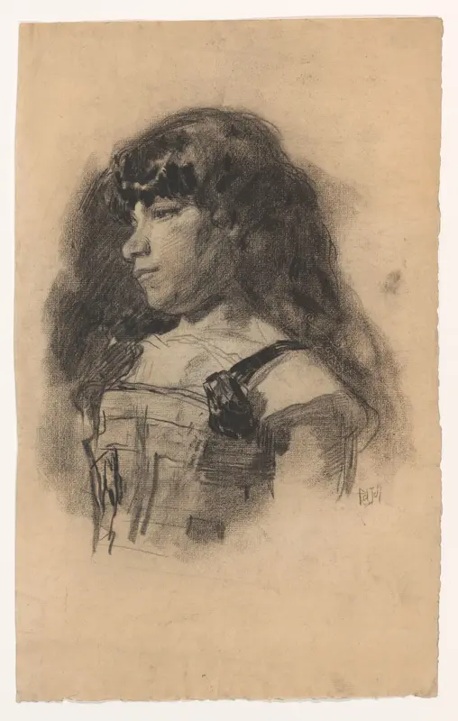 Portretstudie van een jonge vrouw Wall Art by Pieter de Josselin de Jong - High-Resolution Digital Print
