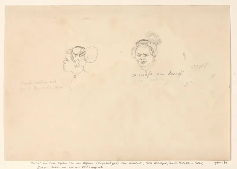 Portretstudie van twee zijden, van een Alfoer (Papoeatype) van het eiland Kobroor, Aru eilanden, Zuidoost-Molukken Wall Art by Adrianus Johannes Bik - High-Resolution Digital Print