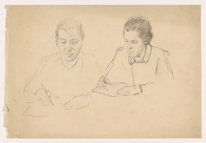Portretstudies voor het (onvoltooide) schilderij van de Nederlandse rechtbank in Londen, juni 1942: Mr E.P.A. Akkerman-Weber. Wall Art by Anton Abraham van Anrooy - High-Resolution Digital Print
