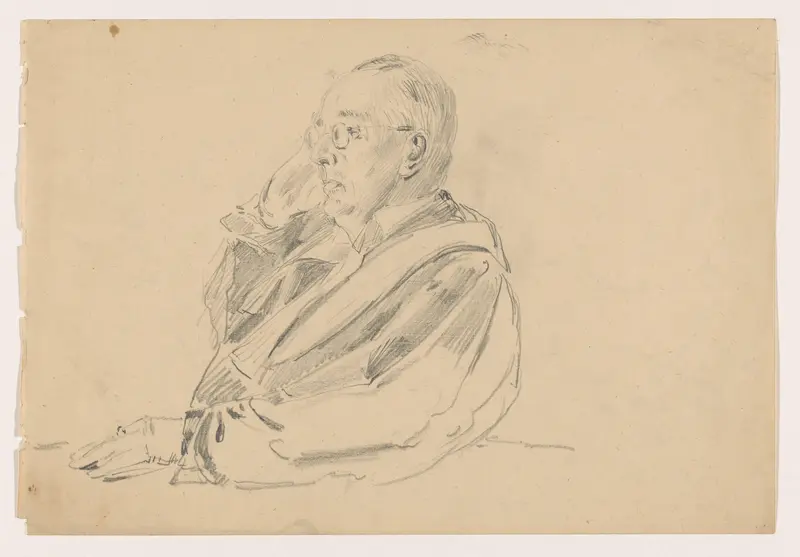 Portretstudies voor het (onvoltooide) schilderij van de Nederlandse rechtbank in Londen, juni 1942: Prof Mr J.A. Veraart Wall Art by Anton Abraham van Anrooy - High-Resolution Digital Print