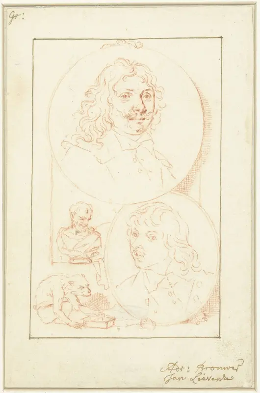 Portretten van Adriaen Brouwer en Jan Lievens Wall Art by Jacob Houbraken - High-Resolution Digital Print