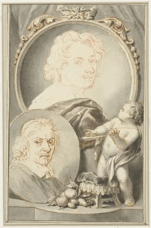 Portretten van Anton van Dyck en Jacob de Bray Wall Art by Jacob Houbraken - High-Resolution Digital Print