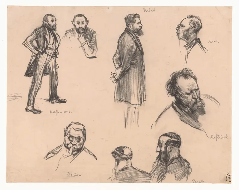 Portretten van de Kamerleden J.H.L. Haffmans, B.H. Heldt, R.P. Mees, Generaal A.E. Reuter, kapitein H. Seret en F. Lieftinck Wall Art by Pieter de Josselin de Jong - High-Resolution Digital Print