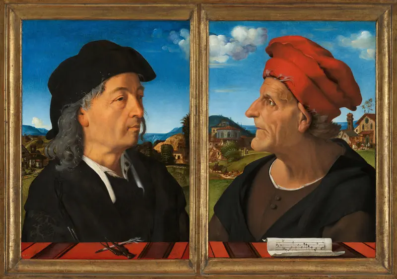 Portretten van Giuliano en Francesco Giamberti da Sangallo Wall Art by Piero di Cosimo - High-Resolution Digital Print