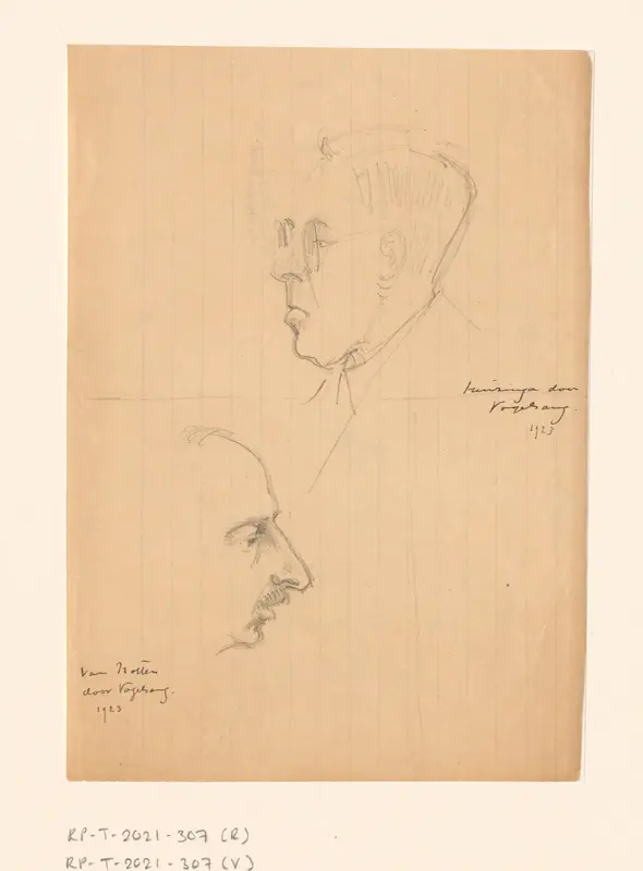 Portretten van Johan Huizinga en Marinus van Notten Wall Art by Unknown - High-Resolution Digital Print