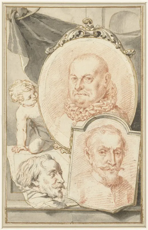 Portretten van Roelant Savery, Frans Snijders en Theodoor Rombouts Wall Art by Jacob Houbraken - High-Resolution Digital Print