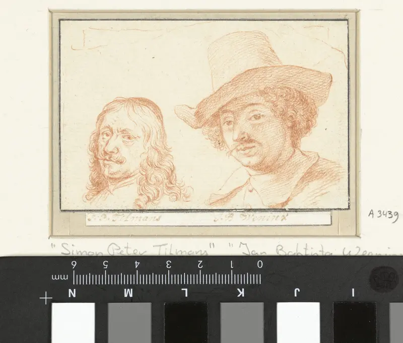 Portretten van Simon Peter Tilemann en Jan Baptist Weenix Wall Art by Jacob Houbraken - High-Resolution Digital Print