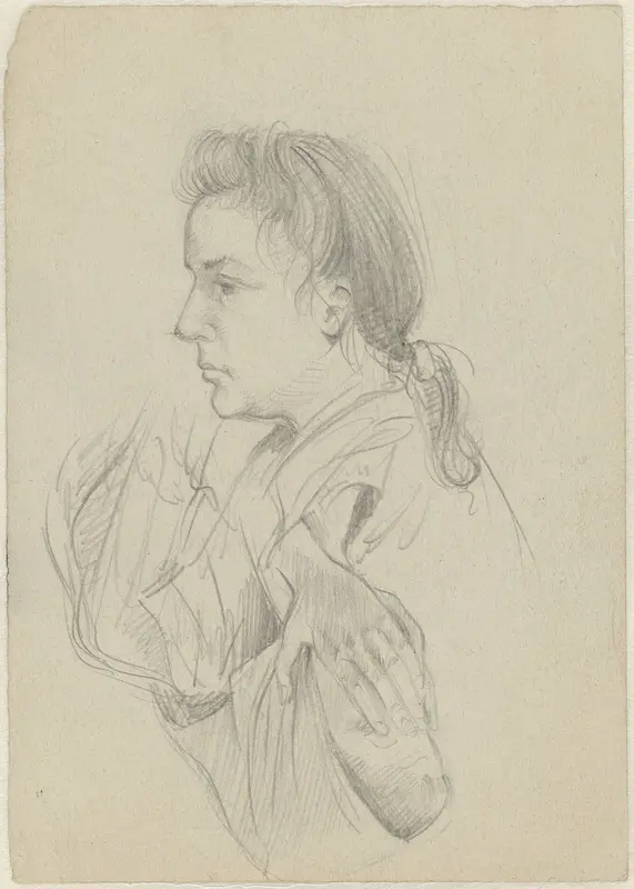 Portretten van Wil van den Heuvel-Bertholée en een onbekende vrouw met haar hoofd in haar handen Wall Art by Aat Breur-Hibma - High-Resolution Digital Print