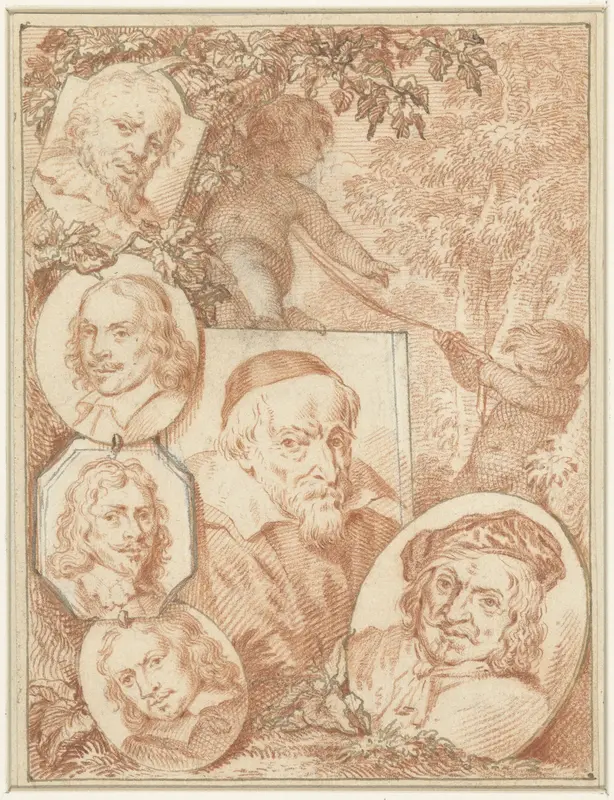 Portretten van Wybrand de Geest I, Wenzel Coebergher, Pieter Jansz. van Asch en anderen Wall Art by Jacob Houbraken - High-Resolution Digital Print