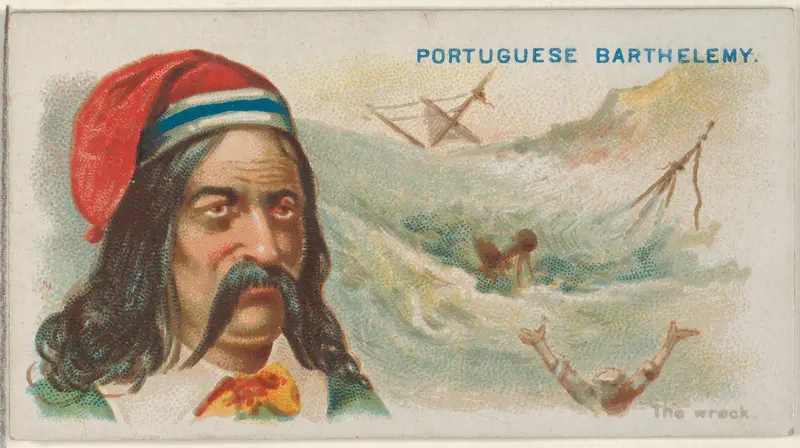 Portuguese Barthelemy, The Wreck, from the Pirates of the Spanish Main series (N19) for Allen & Ginter Cigarettes Wall Art by Allen & Ginter - High-Resolution Digital Print