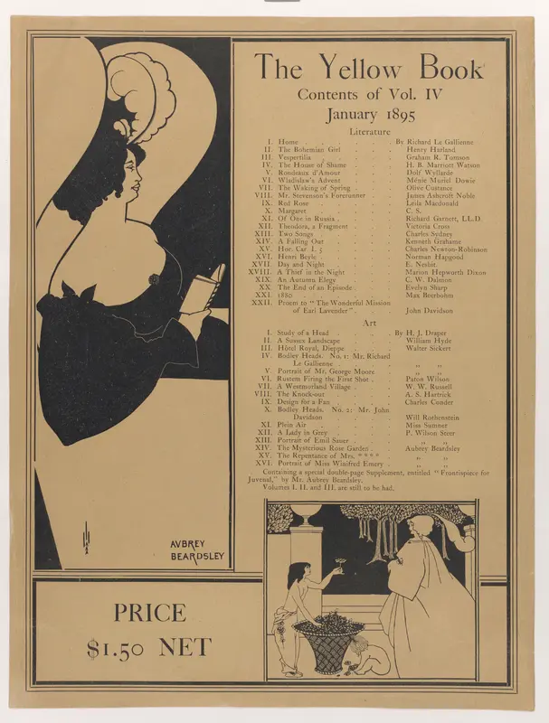 Poster for The Yellow Book, Volume IV by Aubrey Vincent Beardsley - High-Resolution Digital Print
