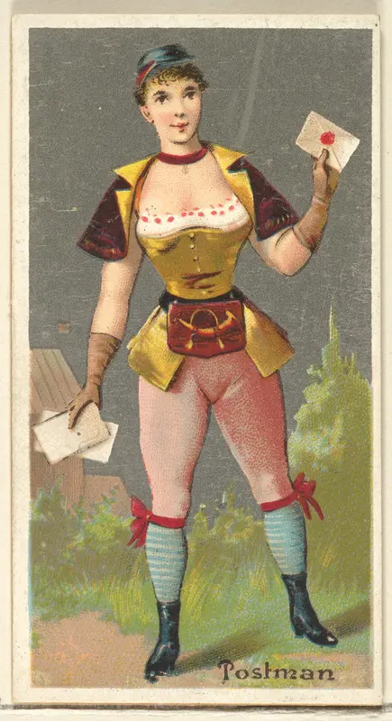 Postman, from the Occupations for Women series (N166) for Old Judge and Dogs Head Cigarettes Wall Art by Goodwin & Company - High-Resolution Digital Print