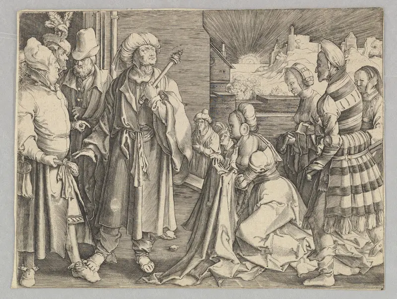 Potiphar's Wife Accusing Joseph (copy) Wall Art by Lucas van Leyden - High-Resolution Digital Print