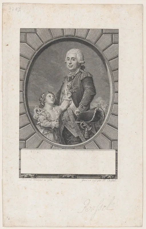 Potrait of Marquis Auguste-Louis Rossel de Cercy (1736-1804) with his daughter Wall Art by Pierre Philippe Choffard - High-Resolution Digital Print