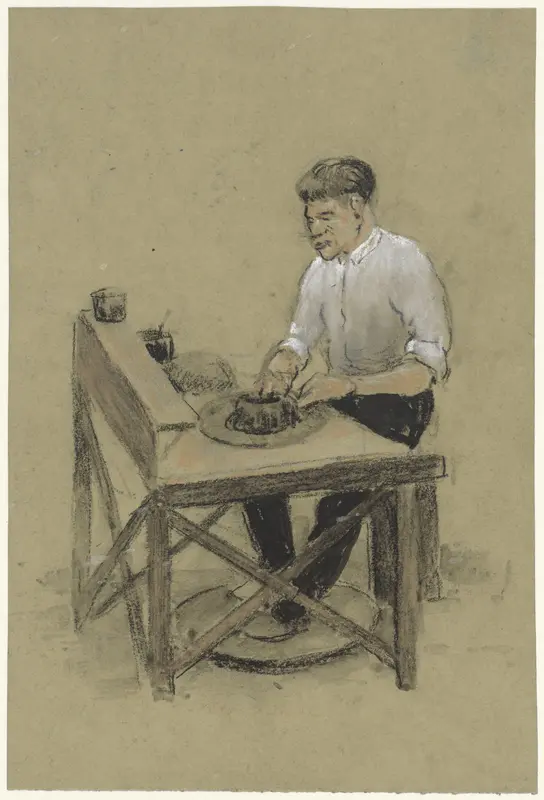 Pottenbakker aan zijn draaischijf Wall Art by Herman Heijenbrock - High-Resolution Digital Print