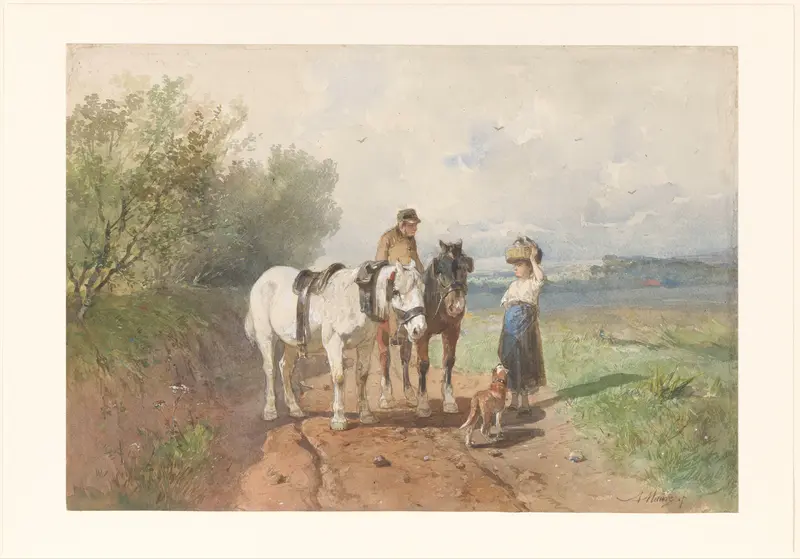 Praatje op een landweg Wall Art by Unknown - High-Resolution Digital Print