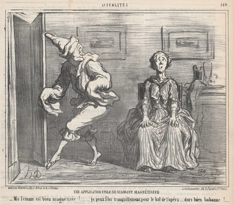 Practical application for a diamond hypnotist, from 'News of the Day,' published in Le Charivari, January 24, 1860 Wall Art by Honoré Daumier - High-Resolution Digital Print