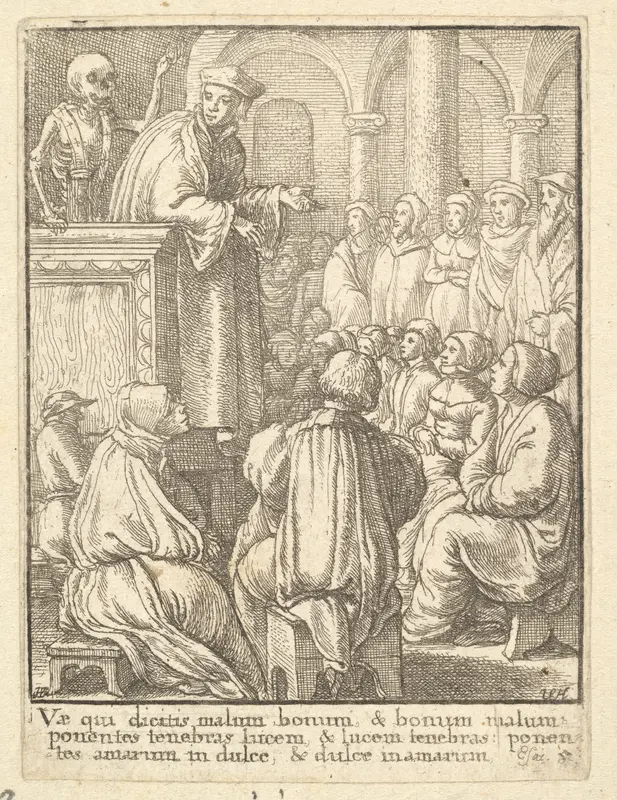 Preacher, from "Dance of Death" Wall Art by Wenceslaus Hollar - High-Resolution Digital Print