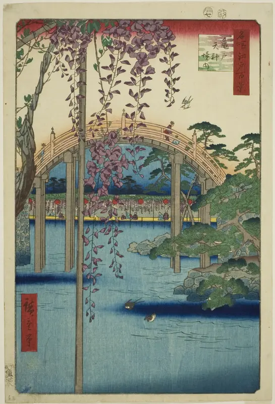 Precincts of Kameido Tenjin Shrine (Kameido Tenjin keidai), from the series "One Hundred Famous Views of Edo (Meisho Edo hyakkei)"