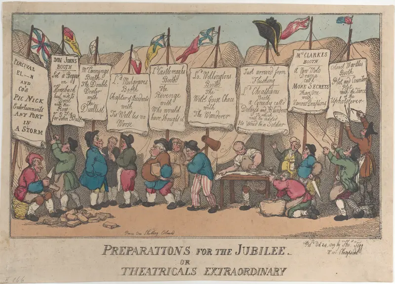 Preparations for the Jubilee or Theatricals Extraordinary Wall Art by Thomas Rowlandson - High-Resolution Digital Print