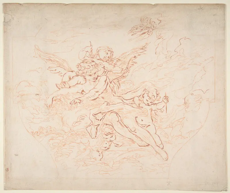 Preparatory Drawing of a Ceiling for Etching, after Boucher Drawing Wall Art by Jean Charles François - High-Resolution Digital Print