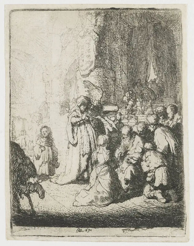 Presentation in the temple with the angel: small plate Wall Art by Unknown - High-Resolution Digital Print
