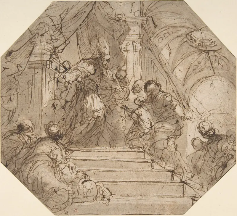 Presentation of the Virgin in the Temple Wall Art by Valerio Castello - High-Resolution Digital Print