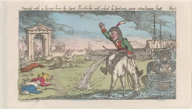 Presented with a famous horse by Count Przolossky, with which he performs many extraordinary feats Wall Art by Thomas Rowlandson - High-Resolution Digital Print