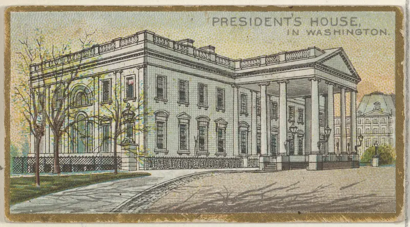 President's House in Washington, from the General Government and State Capitol Buildings series (N14) for Allen & Ginter Cigarettes Brands Wall Art by Allen & Ginter - High-Resolution Digital Print