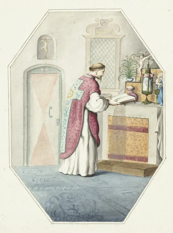 Priester bij een altaar Wall Art by Unknown - High-Resolution Digital Print